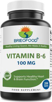 Домішка преміумкласу вітамін B6 Brieofood Vitamin B6 100 mg 250 таблеток 2653897270 фото