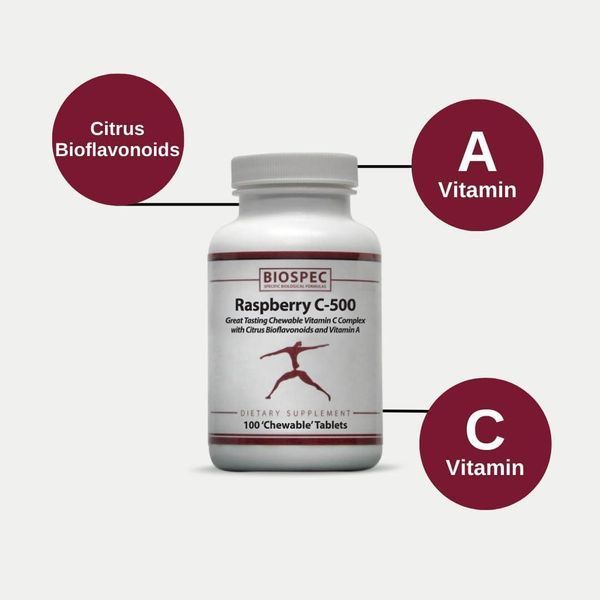 Добавка премиум-класса поддержка иммунитета Biospec Nutritionals Raspberry C-500 100 таблеток 2911064231 фото