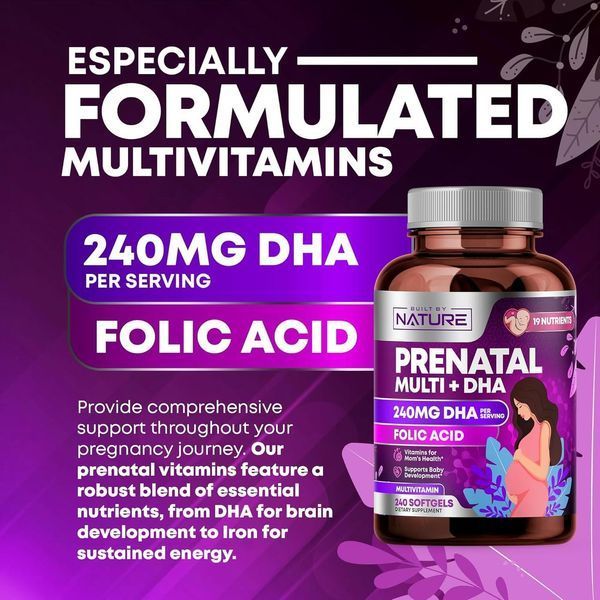 Домішка преміумкласу пренатальні вітаміни для жінок Built by Nature Prenatal Multivitamin with DHA 240 капсул 2854086548 фото