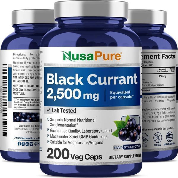 Черная смородина премиум-класса NusaPure Black Currant 200 капсул 2295155677 фото