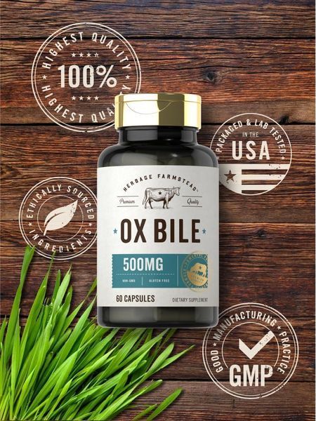 Добавка премиум-класса пищеварительные ферменты Carlyle Ox Bile 500 mg 60 капсул 4384307980 фото