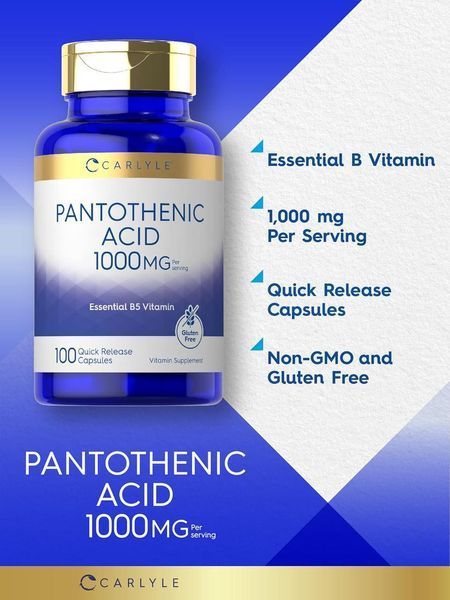 Домішка преміумкласу пантотенова кислота вітамін B5 Carlyle Pantothenic Acid 1000mg 100 капсул 2819797954 фото