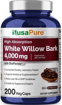 Кора белой ивы премиум-класса NusaPure White Willow Bark 200 капсул 2337754636 фото