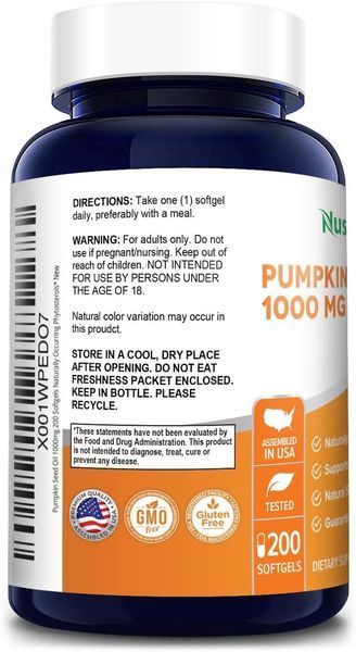 Масло семян тыквы премиум-класса NusaPure Pumpkin Seed Oil 200 капсул 2282319827 фото