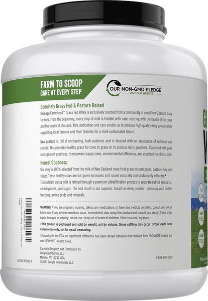 Домішка преміумкласу сироватковий протеїн Carlyle Grass Fed Whey Protein 2268 г 4383466084 фото