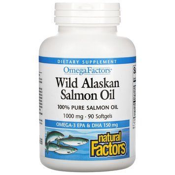 Natural Factors Wild Alaskan Salmon Oil 90 капсул (4384304204) 1589283499 фото