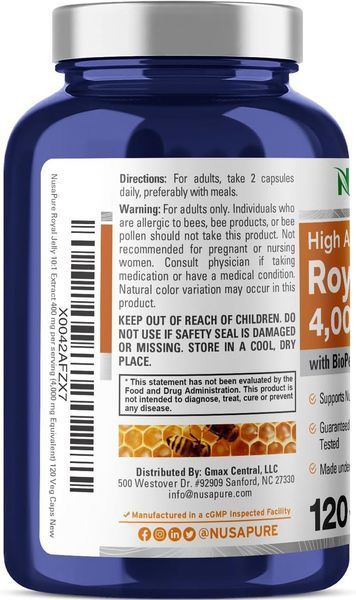 Маточное молочко премиум-класса NusaPure Royal Jelly 120 капсул 4384306823 фото