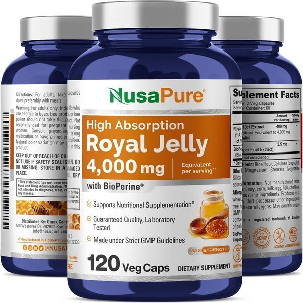 Маточное молочко премиум-класса NusaPure Royal Jelly 120 капсул 4384306823 фото