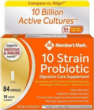 Смесь пробиотиков, здоровье пищеварительной системы и иммунитета Member's Mark 10 Strain Probiotic Digestive Care Supplement 84 2089162462 фото