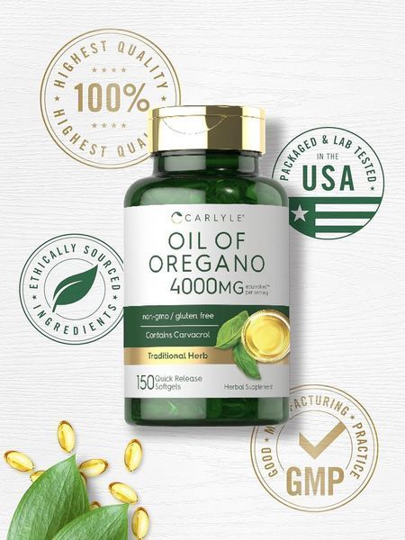 Добавка премиум-класса масло орегано Carlyle Oregano Oil 4000mg 150 капсул 2556718586 фото