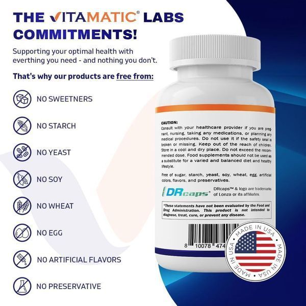 Домішка преміумкласу підтримка травлення й імунітету Vitamatic Bacillus Subtilis 10 Billion 60 капсул 2665739777 фото