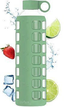Фляга для води преміумкласу з боросилікатного скла purifyou Borosilicate Glass Water Bottle Green 946 мл 43819538449 фото