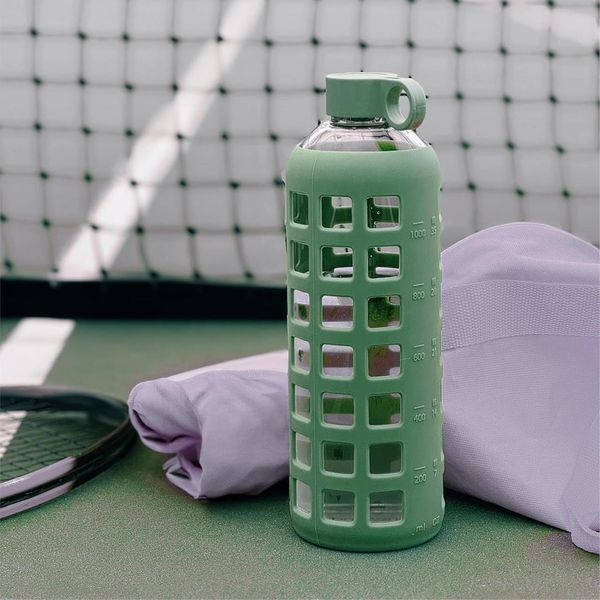 Фляга для води преміумкласу з боросилікатного скла purifyou Borosilicate Glass Water Bottle Green 946 мл 43819538449 фото