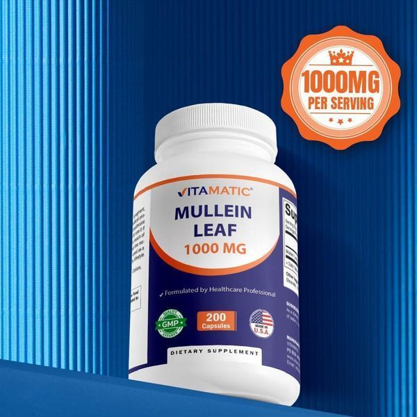 Домішка преміумкласу листя коров'яка Vitamatic Mullein Leaf 1000mg 200 капсул 2694765191 фото