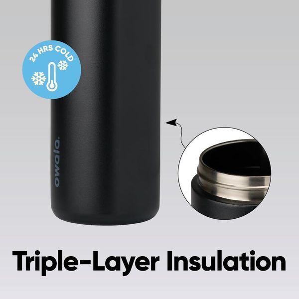 Фляга для води преміумкласу Owala FreeSip Insulated Stainless Steel Water Bottl Very, Very Dark 750 мл 2955173839 фото