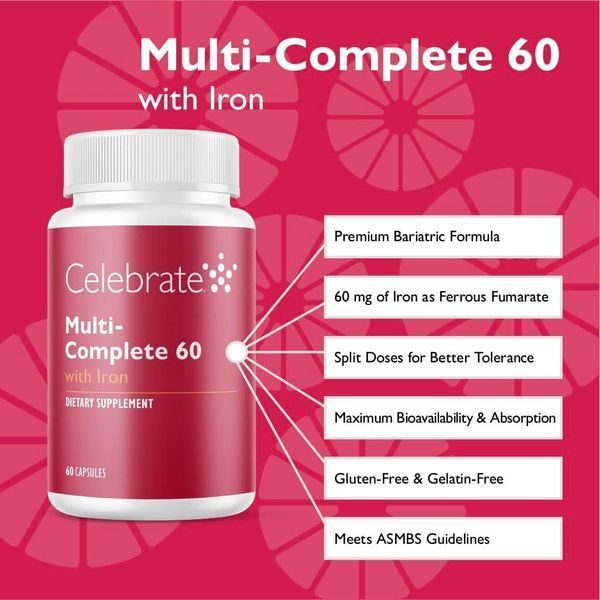 Домішка преміумкласу баріатричні мультивітаміни Celebrate Bariatric Supplements Multi-Complete 60 60 капсул 4382243716 фото