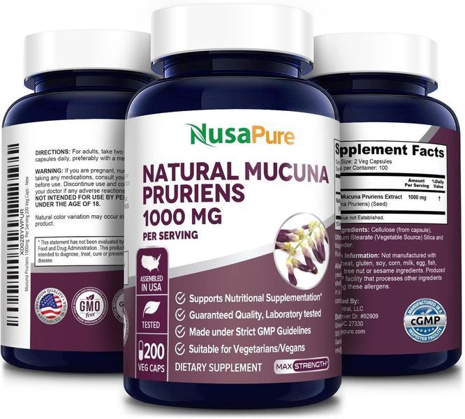 Мукуна пруріенс преміумкласу NusaPure Mucuna Pruriens 200 капсул 2285200573 фото