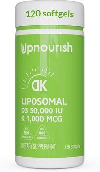 Добавка премиум-класса для оптимального здоровья костей и иммунитета UpNourish Liposomal Vitamin D3 50000 IU with Vitamin K 1000 2876779584 фото