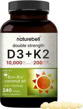 Добавка премиум-класса поддержка костей, сердца, иммунитета NatureBell Vitamin D3 K2 240 капсул 2411759226 фото