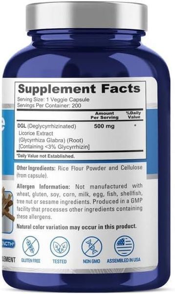 Экстракт солодки премиум-класса Shaklee DGL Licorice Extract 500 mg 200 капсул 2301248048 фото