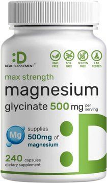 Гліцинат магнію преміумкласу Deal Supplement Max Strength Magnesium Glycinate 500mg 240 капсул 2383101619 фото