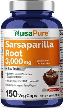 Корень сарсапарели премиум-класса NusaPure Sarsaparilla Root 150 капсул 2342091471 фото