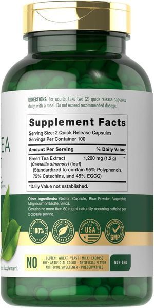 Домішка преміумкласу екстракт зеленого чаю Carlyle EGCG Green Tea Extract 200 капсул 2824059494 фото